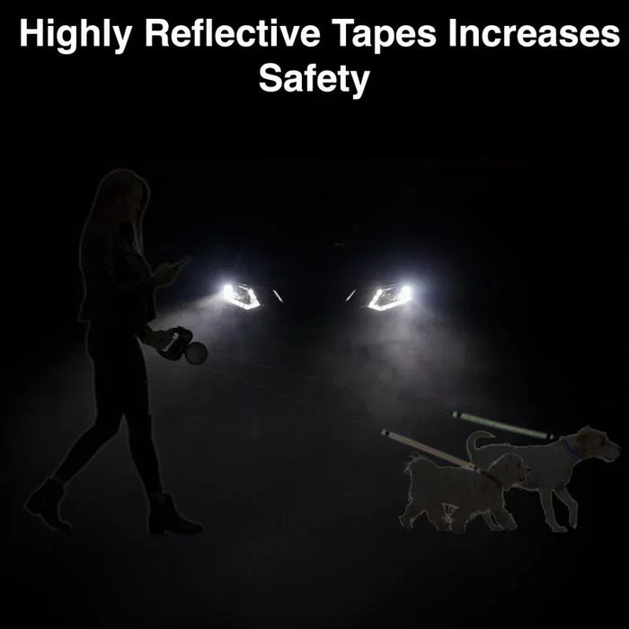 Two Dog Reflective Retractable Pet Leash 3m Automatic Dual Pet Leash Double End Anti-Winding Automatic Retractable Tow Rope