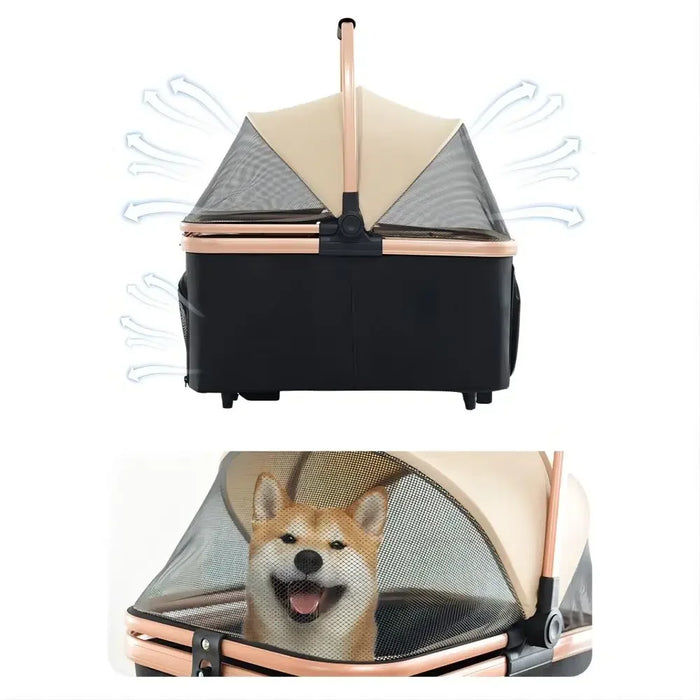 Foldable Dog Stroller Pet Buggy Cat Cart Pram Detachable Basket Large Space Pets Outdoor Cart Trolly for Under 20KG Dogs Cats - Small to Tall Pet Co.