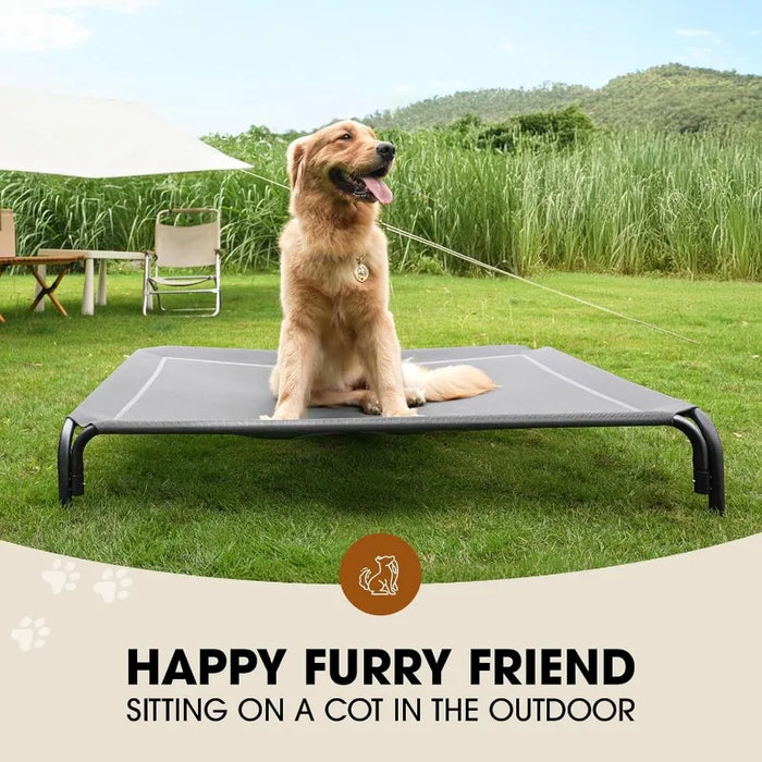 Elevated Dog Bed, Raised Outdoor Dog Bed for Large Sized Dog, Portable Cooling Pet Cot with Breathable & Washable Mesh, - Small to Tall Pet Co.