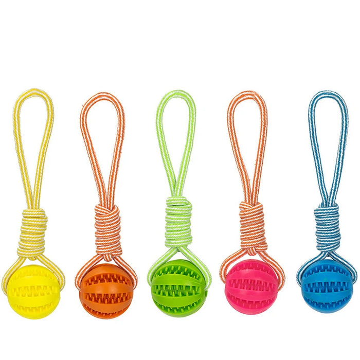 Pet Treat Balls with Rope Interactive Dog Rubber Leaking Balls Toy for Small Large Dogs Chewing Bite Resistant Toys Pet Supplies - Small to Tall Pet Co.