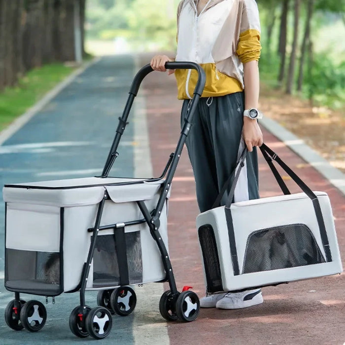 Double Deck Pets Stroller Folding Dog Cat Strollers Ventilation Portable Carriers Outdoor Travel Pet Products Supplies - Small to Tall Pet Co.