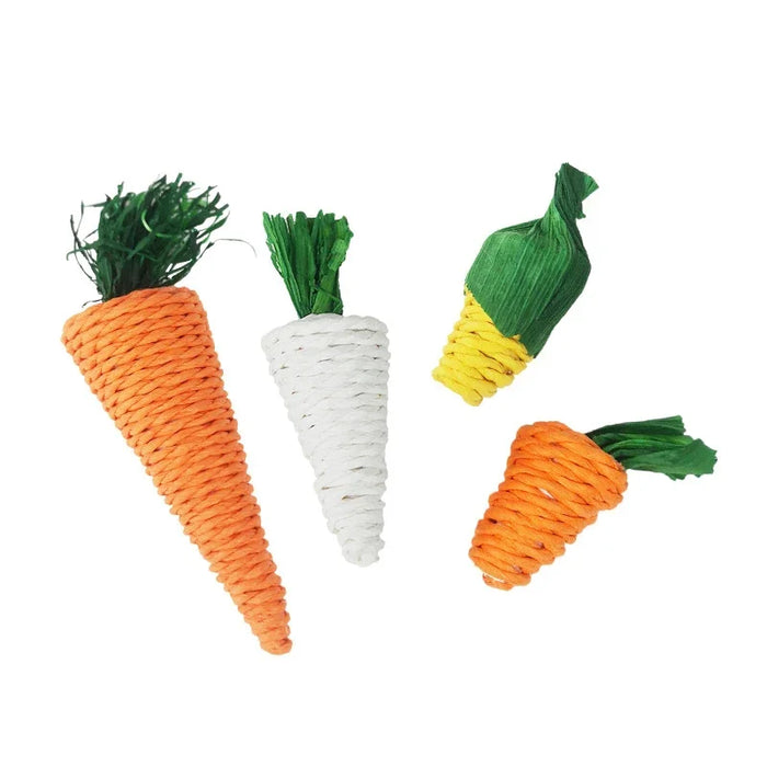 Hamster Rabbit Chew Toy Bite Grind Teeth Toys Corn Carrot Woven Balls for Tooth Cleaning Radish Molar Toys Pet Supplies 1pc - Small to Tall Pet Co.