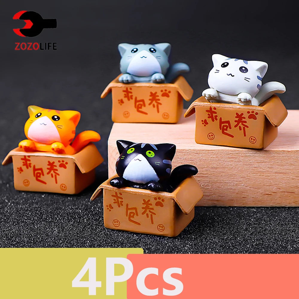 1/4Pcs Mini Cat Ornament Kawaii Garden Kitten Statue Gift Kids Children Baby Room Decoration Toy Miniature Figurines Home Decor - Small to Tall Pet Co.