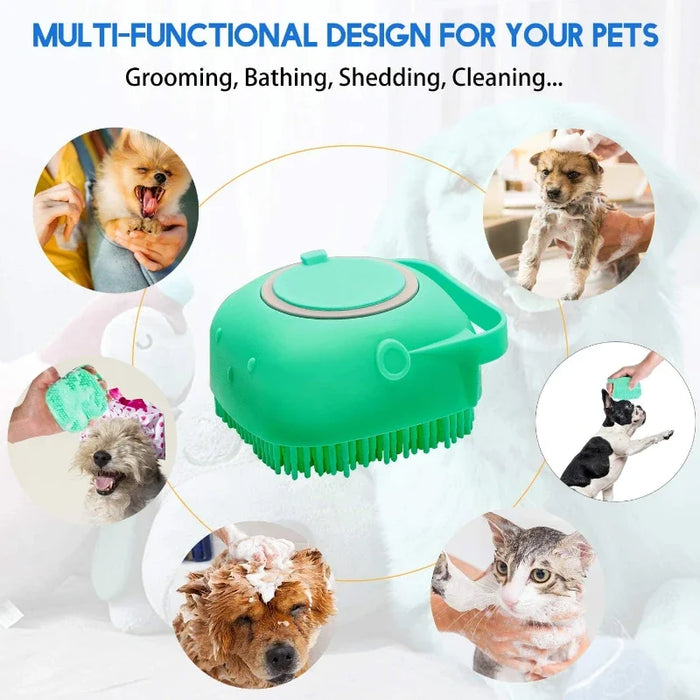 Pet Dog Shampoo Brush 2.7oz 80ml Cat Massage Comb Grooming Scrubber  for Bathing Short Hair Soft Silicone Rubber - Small to Tall Pet Co.