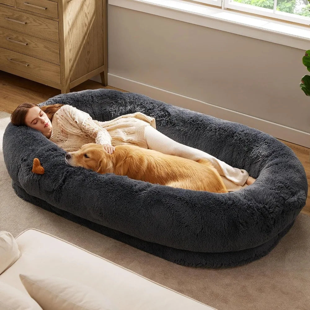 Bedsure Human Dog Bed for People Adults, Calming Human Size Giant Dog Bed Fits Pet Families with Memory Foam Supportive Mat - Small to Tall Pet Co.