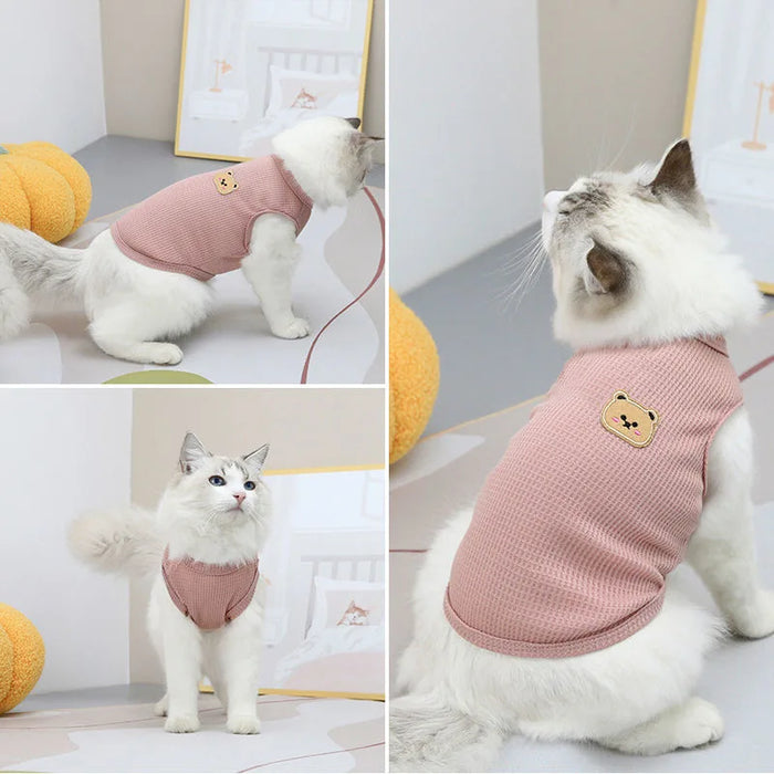 Bear Vest Pet Dog Clothes Cat Solid T-shirt Clothing Dogs Thin Small Fashion Chihuahua Cotton Summer Kedi Katten Cat Costume Pug - Small to Tall Pet Co.